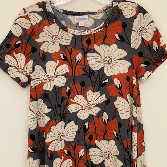 LuLaRoe Carly — rust, grey, black, cream floral - Picture 2 of 6